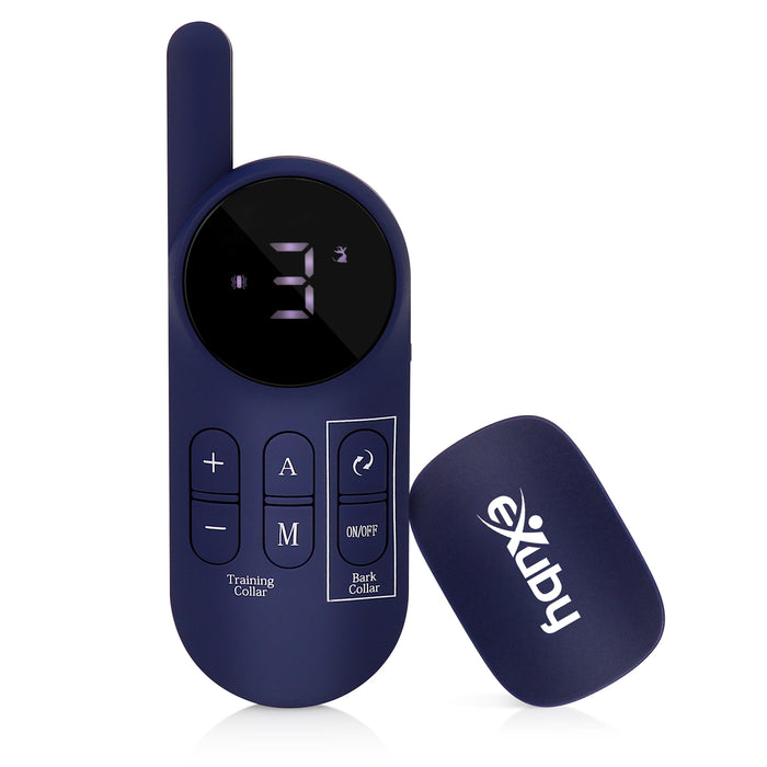 eXuby 2in1 Dog Shock Collar Plus Automatic Bark Collar - Stop Dog's Barking Automatically & Manually with Remote Up to 900 Yards - 3 Humane Training Modes Beep, Vibration, & Shock - 9 Intensity Levels