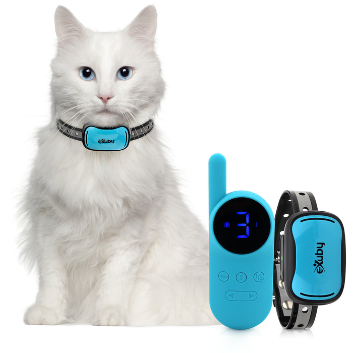 Small Cat Shock Collar w/Remote - Designed for Training Cats - Prevents Unwanted Meowing, Scratching & Roaming - Sound, Vibration & Shock Modes - 9 Intensity Levels - Water-Resistant (Teal/Pink)