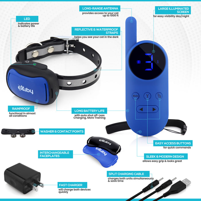 Vibrating Cat Collar - NO Shock - Cat Training Collar with Remote - Fits Kittens to Adult Cats - Vibration & Sound Only - 1,000 FT Range - Long Lasting Battery Life – 9 Intensity Levels – Sleek Design