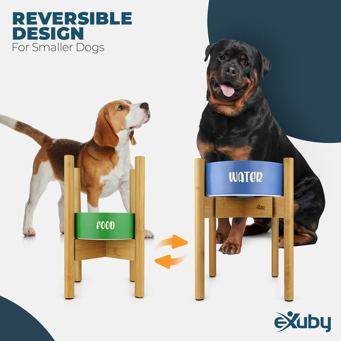 eXuby - 2-Pack Adjustable Dog Bowl Stand for Large Breed dogs - Keeps Your Dog Comfortable While Eating or Drinking - Perfect Height of 14" - Expands to 11.25" - Bowls Sold Separately