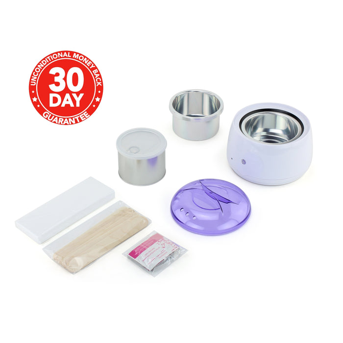 eXuby Wax Warmer Kit for Hair Removal – Includes: 1 Pound Honey Hard Wax, 50 Wax Strips, 10 Wax Sticks, 10 Wax Remover Wipes - Automatic Temperature Control(ATC) -Hard Wax Is Better Than Wax Beans