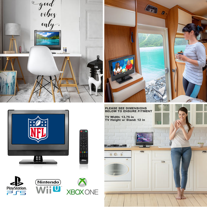 eXuby Small Flat Screen TV - Perfect For Kitchen, 13.3 inch LED, Watch ...