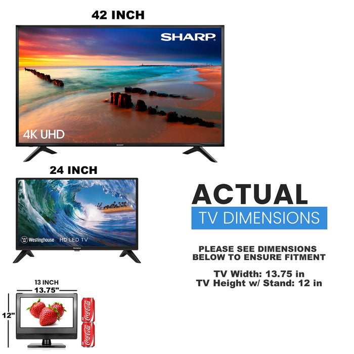 eXuby Small Flat Screen TV - Perfect For Kitchen, 13.3 inch LED, Watch HDTV Anywhere for RV, Office & More– Free HD Local Channels TV - Includes 35mi Range Flat Antenna