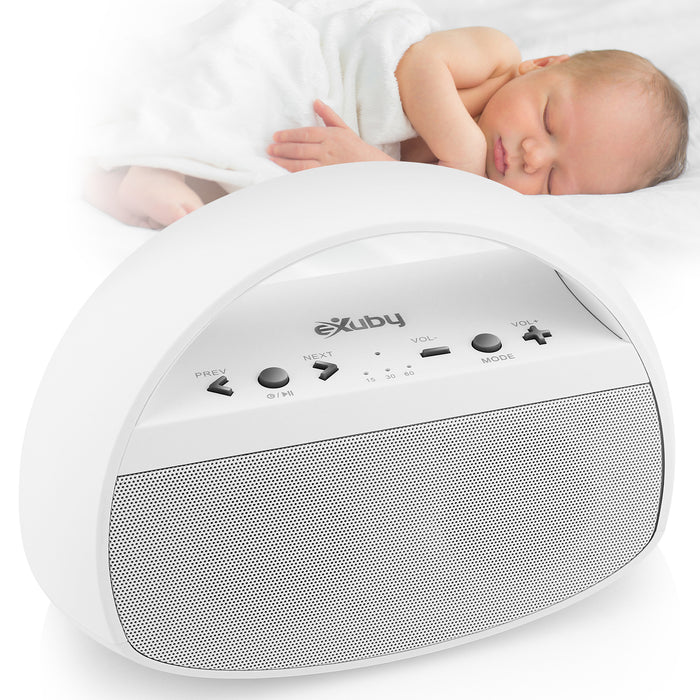 White Noise Machine Baby - Put Your Baby to Sleep w/ 20 Soothing Sounds; Fan, Rain, Ocean, Office & More - Stylish & Modern Design Bluetooth Speaker - Crisp Stereo Sound Matte White