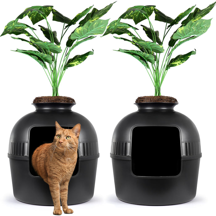 eXuby 2x Hidden Litter Box for Cats - The Only Black Planter Furniture Litter Box on the Market - Easy to Assemble & Clean - Black Charcoal Filter Eliminates Odor - Guests Will Never Know What it is!