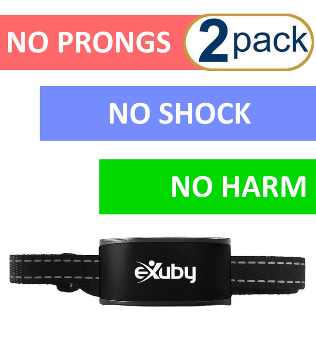 eXuby Friendliest Bark Collar for Small Dogs - No Prongs, No Shock & No Harm - Only Sound & Vibration - Stay in Control with 7 Levels of Intensity - Rechargeable - Most Humane No Bark Collar
