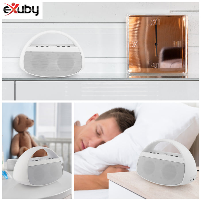 White Noise Machine Baby - Put Your Baby to Sleep w/ 20 Soothing Sounds; Fan, Rain, Ocean, Office & More - Stylish & Modern Design Bluetooth Speaker - Crisp Stereo Sound Matte White