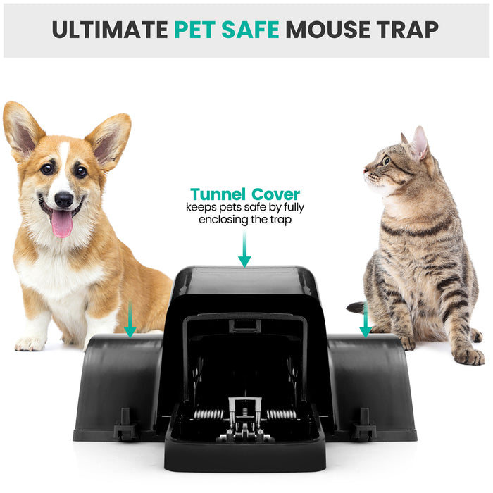 eXuby Pet-Safe Mouse Trap w/ Tunnel Design – Dual Entry for Better Capture Rate - Prevents Accidental Triggering - Avoid Finger Snapping - Setup in Seconds - Wash & Reuse - No Harmful Poison