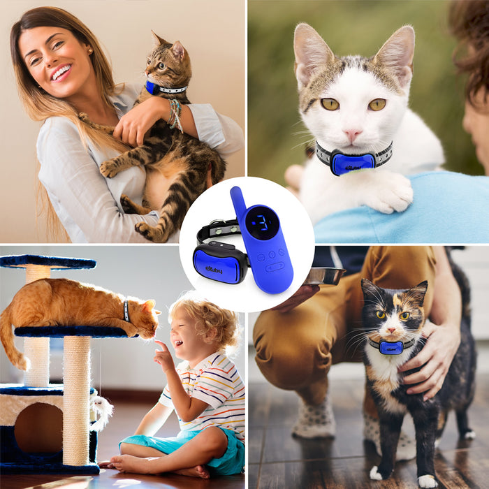 Vibrating Cat Collar - NO Shock - Cat Training Collar with Remote - Fits Kittens to Adult Cats - Vibration & Sound Only - 1,000 FT Range - Long Lasting Battery Life – 9 Intensity Levels – Sleek Design