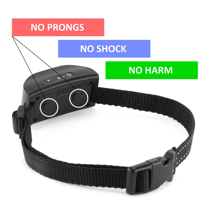 eXuby Friendliest Bark Collar for Small Dogs - No Prongs, No Shock & No Harm - Only Sound & Vibration - Stay in Control with 7 Levels of Intensity - Rechargeable - Most Humane No Bark Collar