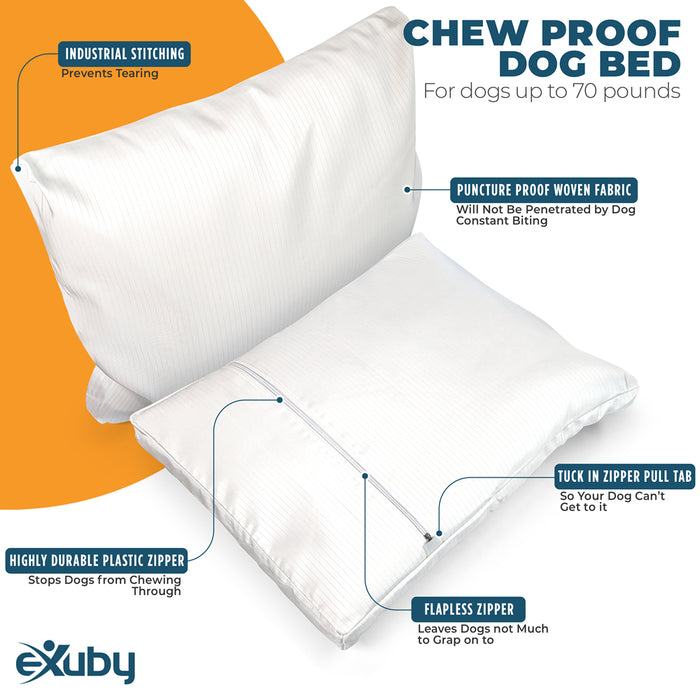 eXuby Indestructible Dog Bed (perfect for crates) - Puncture Proof Woven Fabric - Industrial Stitching - Highly Durable Zipper - Waterproof Inner Layer - 33x27
