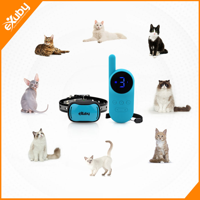Small Cat Shock Collar w/Remote - Designed for Training Cats - Prevents Unwanted Meowing, Scratching & Roaming - Sound, Vibration & Shock Modes - 9 Intensity Levels - Water-Resistant (Teal/Pink)