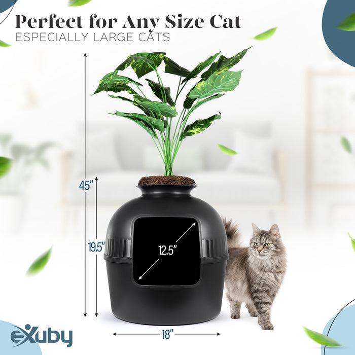 eXuby 2x Hidden Litter Box for Cats - The Only Black Planter Furniture Litter Box on the Market - Easy to Assemble & Clean - Black Charcoal Filter Eliminates Odor - Guests Will Never Know What it is!