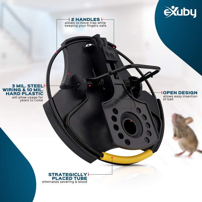 Exuby Pet-Safe Mouse Trap w/ Tunnel Design (2 Pack) – Dual Entry for Better Capture Rate - Prevents Accidental Triggering