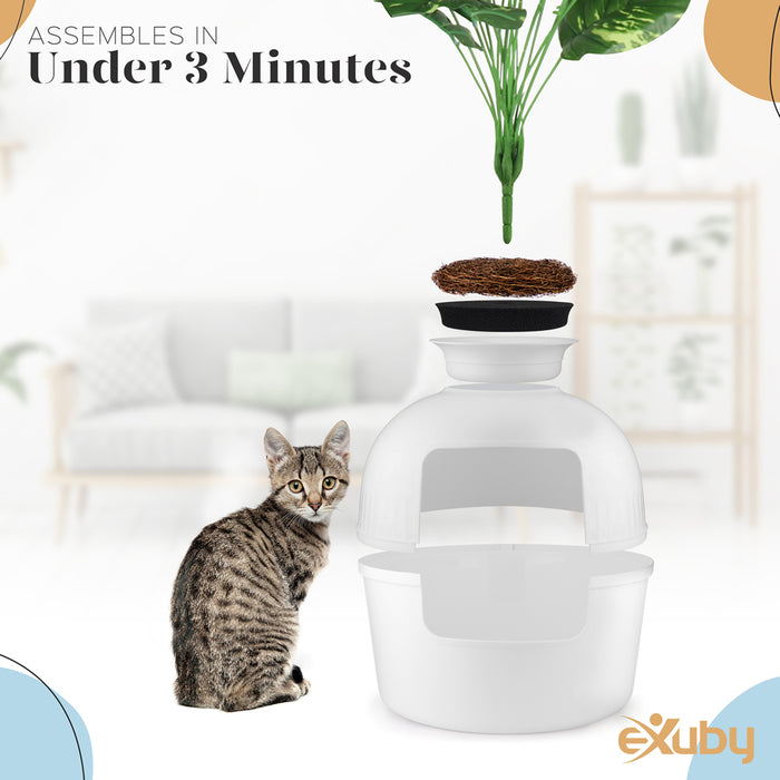 eXuby Hidden Litter Box for Cats - The Only Black and White Planter Litter Box on the Market - Easy to Assemble & Clean - Black Charcoal Filter Eliminates Odor - Guests Will Never Know What it is!