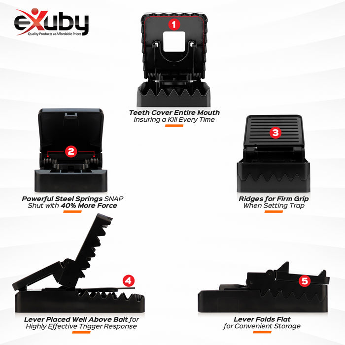 Exuby Pet-Safe Mouse Trap w/ Tunnel Design (6 Pack) – Dual Entry for Better Capture Rate - Prevents Accidental Triggering