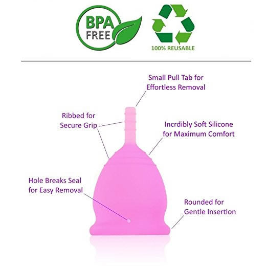 Menstrual Cup (4 Pack) – 2 Small & 2 Large - Safe, Easy-to-Use & Comfortable for All Lifestyles - Save Money & Protect The Earth w/Reusable Design