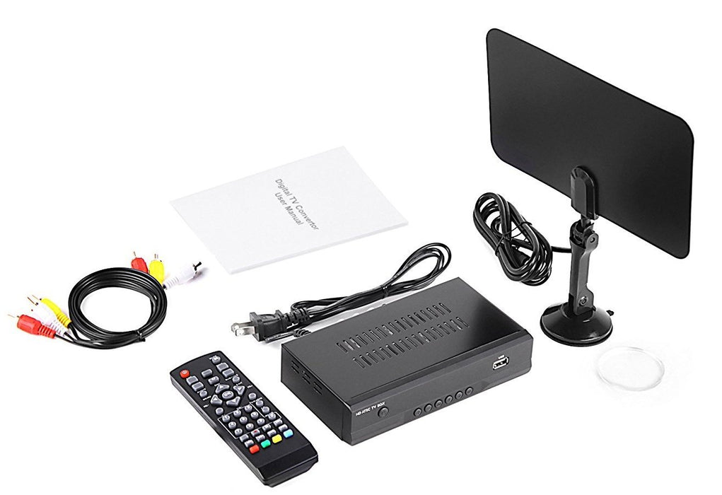 eXuby Digital TV Converter Box 1103+Antenna - Get Rid of Cable Bills - View and Record Local HD Digital Channels for Free - Instant or Scheduled Recording, 1080P HDTV, Electronic Program Guide